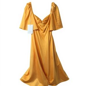 Mac DUGGAL tea length Mac Duggal Satin Gown Size 2 New with Tags golden mustard